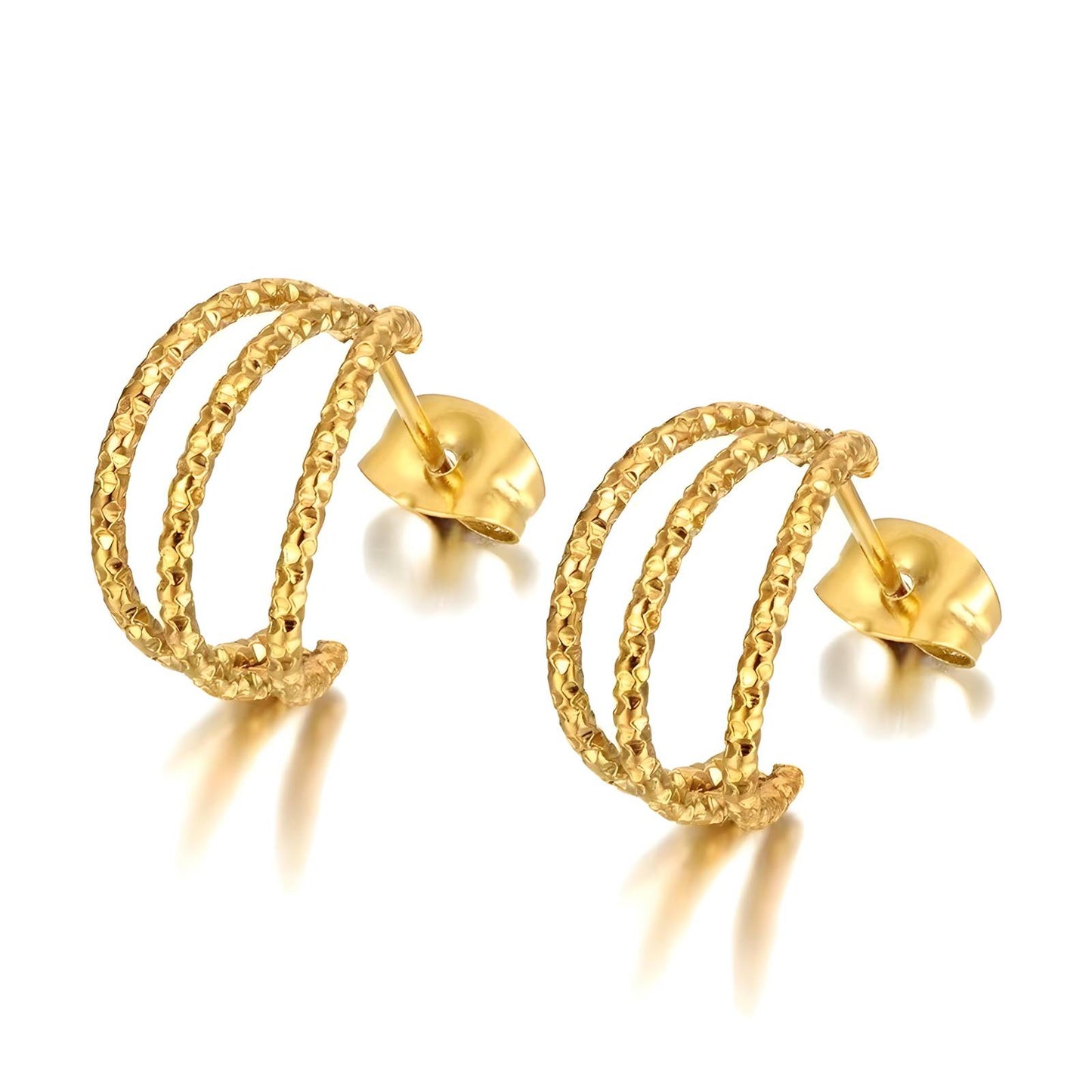 ROMA diamond cut huggie hoop earrings